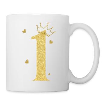 Goldene Krone zum 1. Jahrestag - Tasse - Weiß - Rechts