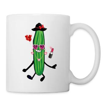 Gurke,Partygurke,Herzen,girly,pink, love - Tasse - Weiß - Rechts