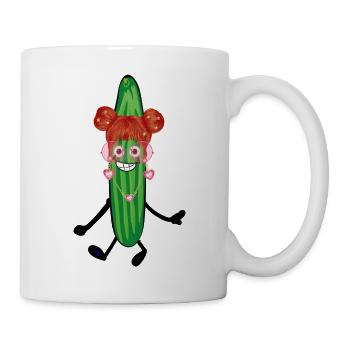 Girly, concombre, rousse, cœur, cœur, femme - Mug blanc - blanc - Droite