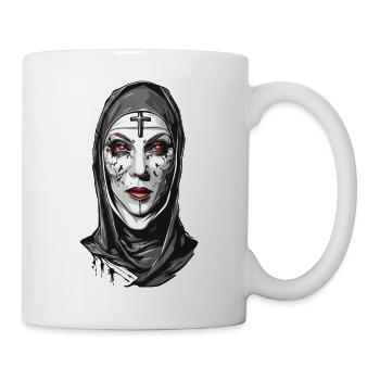 Gruselige Vampir Nonne Halloween Design - Tasse - Weiß - Rechts