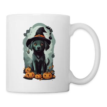 Niedlicher Halloween Hexen Hund Design - Tasse - Weiß - Rechts
