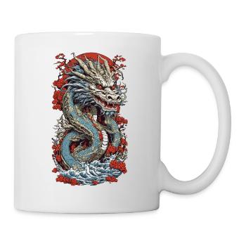 Mysticisme du dragon dans la gravure sur bois de couleur ukiyo-e - Mug blanc - blanc - Droite