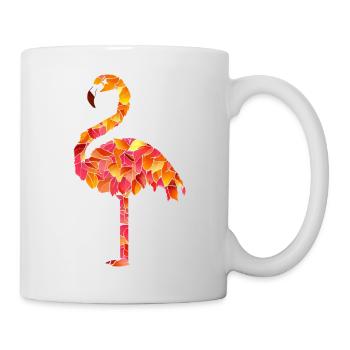 Flamingo aus Herbstblättern - Tasse - Weiß - Rechts
