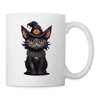 Magic Witch Cat Halloween Cartoon Cats - Mug - white - Right