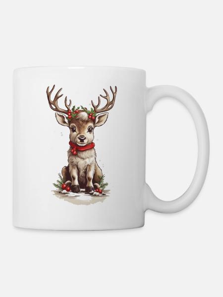 Nordisches Rentier Weihnachtliches Zauber Design - Tasse - Weiß