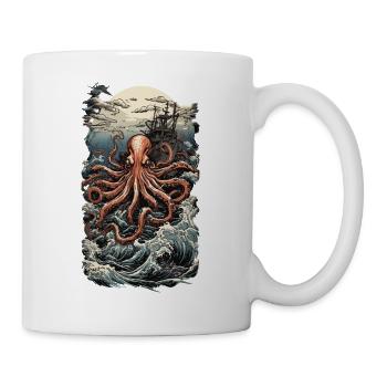Ukiyo-e Japan Art Style Esthétique Kraken - Mug blanc - blanc - Droite