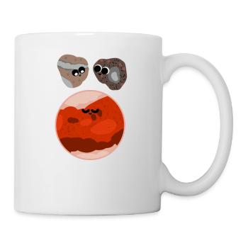 Der Mars mit seinen Monden in niedlich! - Tasse - Weiß - Rechts