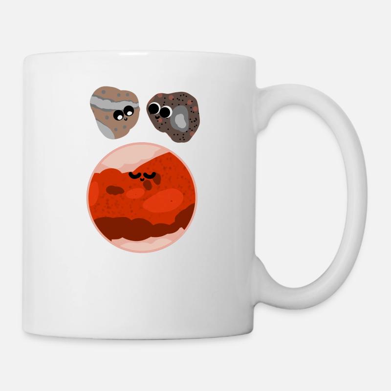 Der Mars mit seinen Monden in niedlich! - Tasse - Weiß