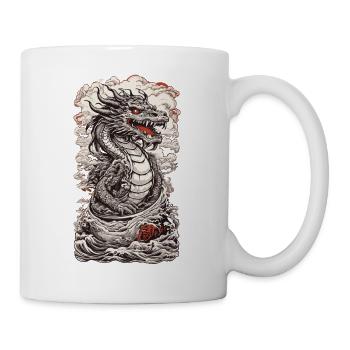 Retro Ukiyo-E Dragon Japan Wave Art Design - Mug - white - Right
