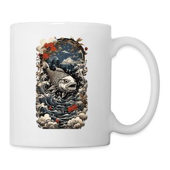 Vintage Fish Japan Tattoo Art et Angler Design - Mug blanc - blanc - Droite