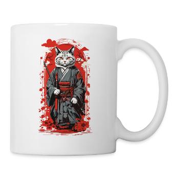 Kawaii samurai cat retro ukiyo-e japan style - Mug - white - Right