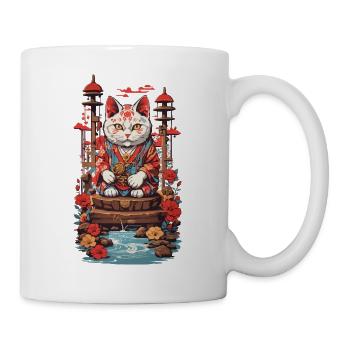 Chat porte-bonheur Vintage Japon chats Art Style - Mug blanc - blanc - Droite