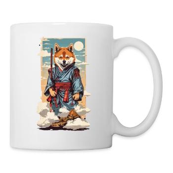 Vintage Shiba Samurai Hund Hundeliebhaber Design - Tasse - Weiß - Rechts