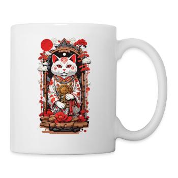 Chat Design Chat Porte-Bonheur Ukiyo-E Style Japon - Mug blanc - blanc - Droite