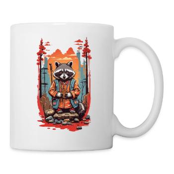 Japanese Raccoon Aesthetic Retro Design - Mug - white - Right