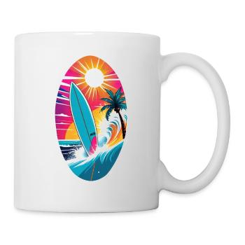 surf plage palmier soleil vacances - Mug blanc - blanc - Droite