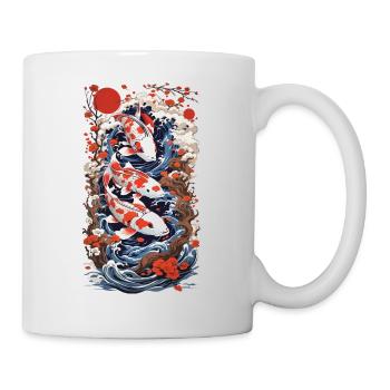 Ukiyo-E Koi carpe Art rétro Japon Design Style - Mug blanc - blanc - Droite