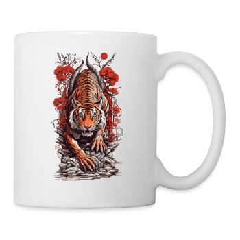Asiatischer Tiger Tattoo Japan Wildkatzen Kunst - Tasse - Weiß - Rechts