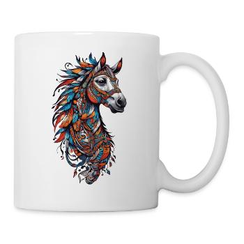 Spirituelles Pferde Federschmuck Pferd Design - Tasse - Weiß - Rechts