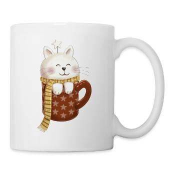 Katze Tasse weihnachtlich - Tasse - Weiß - Rechts
