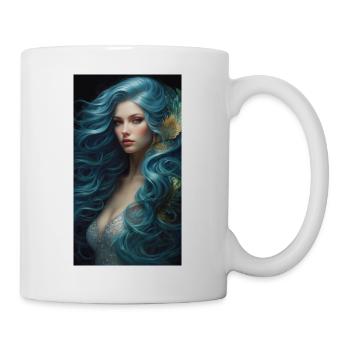 sublime aux cheveux bleu - Mug blanc - blanc - Droite