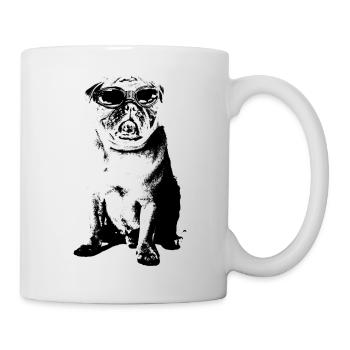 Mops mit Sonnenbrille - Tasse - Weiß - Rechts