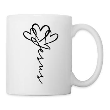 Jesus Schrift Herz Blume - Tasse - Weiß - Rechts