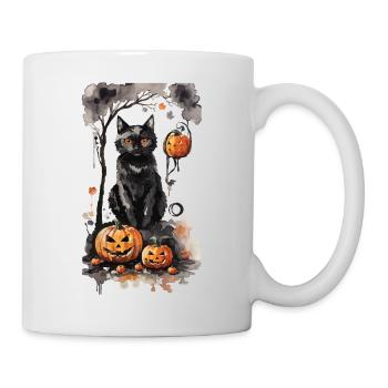 Halloween sorcière chat et citrouilles amant Design - Mug blanc - blanc - Droite