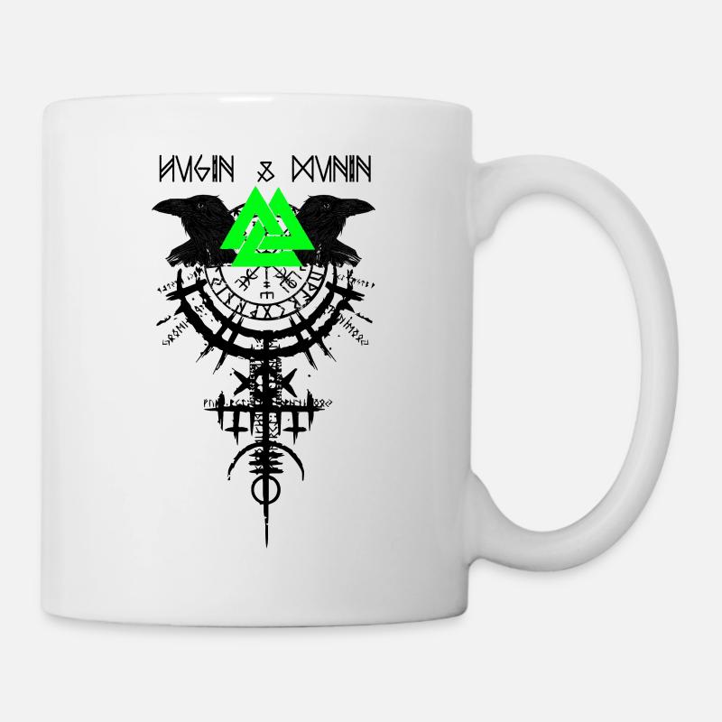 Hugin und Munin Raben Odins Wikinger & Kelten - Tasse - Weiß