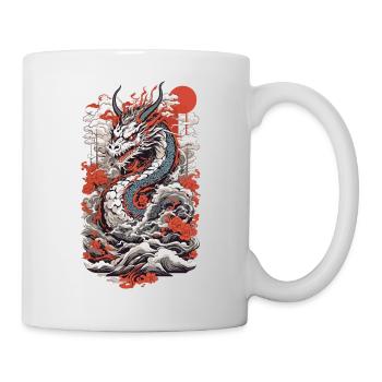 Ukiyo-E Drache Retro Vintage Japanische Kunst - Tasse - Weiß - Rechts