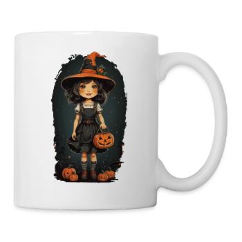 Halloween Hexe Vintage Retro mit Kürbissen - Tasse - Weiß - Rechts