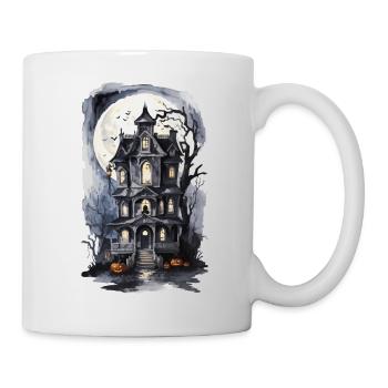 Witch House Full Moon Bat Spell Pumpkin Art - Mug - white - Right