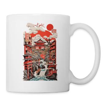 Japanese Ukiyo-E Retro Landscape Vintage Design - Mug - white - Right
