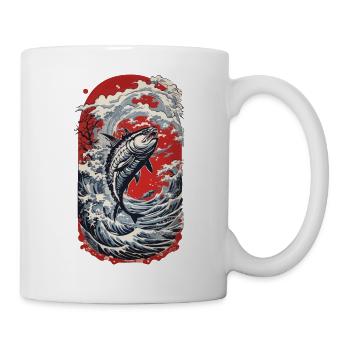 Japan Tunfisch Angeln Ukiyo-E Wellen Kunst - Tasse - Weiß - Rechts