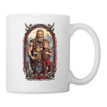 Père Viking nordique et enfants Design - Mug blanc - blanc - Droite