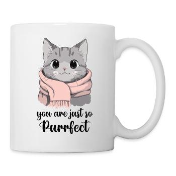 Tu es tellement parfait. Chat mignon portant une écharpe - Mug blanc - blanc - Droite