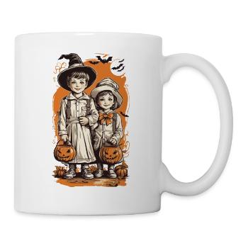 Les enfants Halloween Trick or Treat Illustration rétro - Mug blanc - blanc - Droite