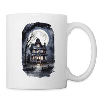 Creepy Geisterhaus Halloween Vintage Grusel - Tasse - Weiß - Rechts