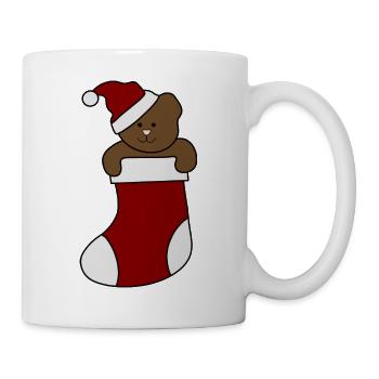 Teddy chaussette père Noël chapeau ours de Noël - Mug blanc - blanc - Droite