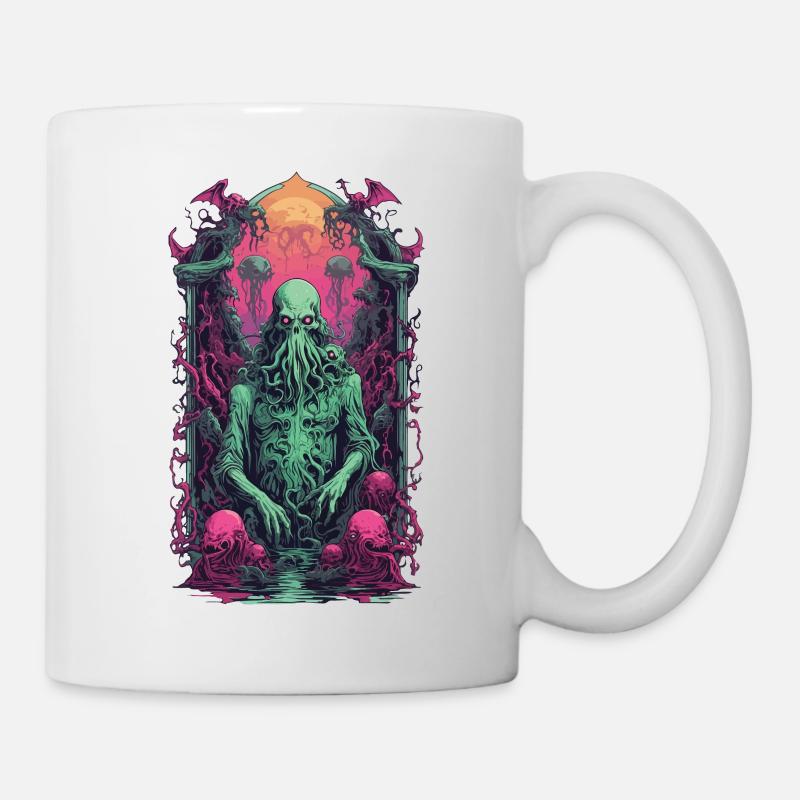 Cthulhu Gothic Vaporwave Halloween Design - Tasse - Weiß