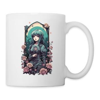 Gothique Anime Kawaii Fille avec Roses Design - Mug blanc - blanc - Droite
