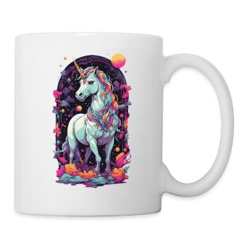 Pastell Einhorn Vaporwave Retro Stil Magie Design - Tasse - Weiß - Rechts