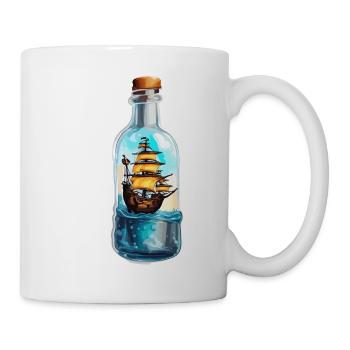 Navire dans une bouteille / Message dans une bouteille / Ahoy / ancre - Mug blanc - blanc - Droite