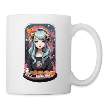 Anime Sushi Girl Kawaii Manga Japan Design - Tasse - Weiß - Rechts