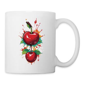 Rote Kirsche Cherries Kirschen Cherry - Tasse - Weiß - Rechts