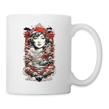 Ukiyo-E paysage asiatique Vintage Kanji - Mug blanc - blanc - Droite
