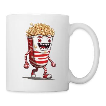 Lustiges Halloween Popcorn Monster Design - Tasse - Weiß - Rechts
