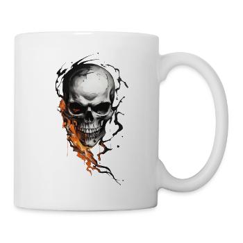 Crâne de flammes – Conception de crâne sombre - Mug blanc - blanc - Droite