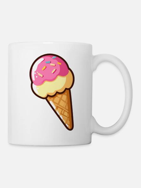 Erdbeer-Vanille-Eis - Tasse - Weiß