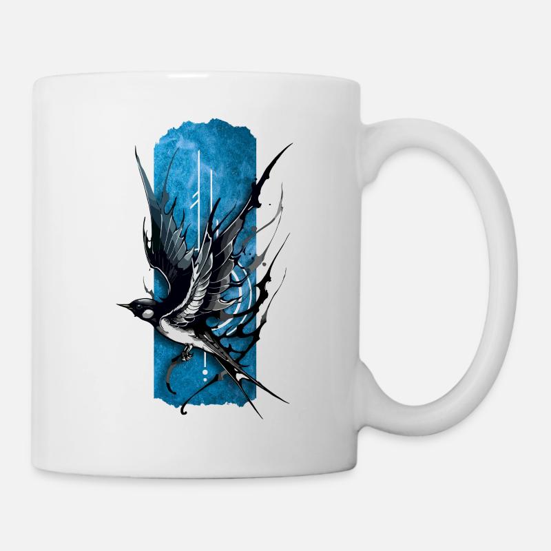 Graceful Soar: Elegante fliegende Schwalbe - Tasse - Weiß